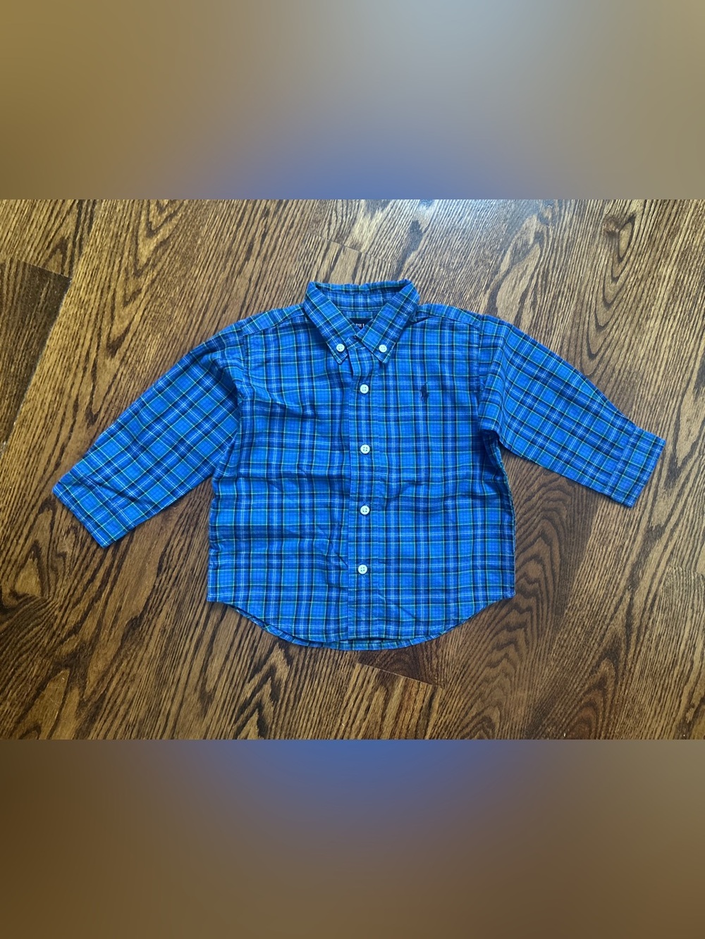 Ralph Lauren Baby Blue & Green Plaid Button-Down Shirt